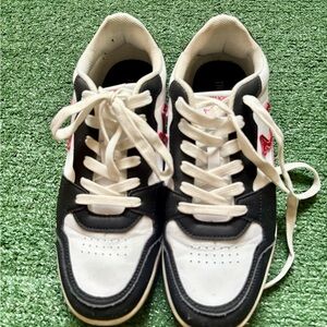 True Religion White and Black Sneakers with Red Detail